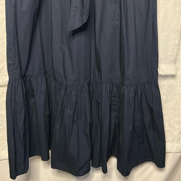 J CREW dark blue cotton maxi dress with ruffles. Large tie belt. Size 8T. - Picture 10 of 12